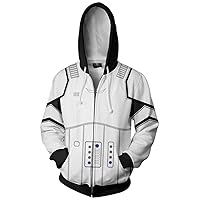 Storm Trooper Hoodie Jacket Coat Darth Vader Cosplay Costume Adult Men Women Halloween Suit Black White Sweatshirt