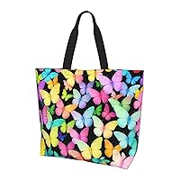 Colorful Heart Pattern Print Tote Bag Women Single Shoulder Leisure Bag Multi-Purpose Large Shopping Bag