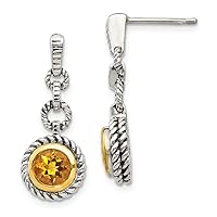 925 Sterling Silver Bezel Polished Flat edge Post Earrings With 14ct Citrine Earrings Measures 23x10mm Wide Jewelry for Women