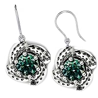 2.44 ct SI2 Round Cut Solitaire Silver Plated Real Moissanite Earrings Green Hoop