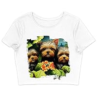 Yorkshire Women's Cropped T-Shirt - Dog Themed Crop Top - Graphic Crop Tee Shirt