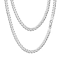 FindChic 925 Sterling Silver Chains for Women Men 3MM 5MM Width 14''/18''/20''/22''/24''/26''/28'' Length Replacement Figaro Link, with Gift Box