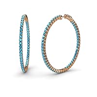 London Blue Topaz Inside-Out Hoop Earrings 3.50 ctw 14K Rose Gold