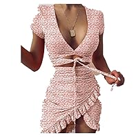 NP Summer Women's Dress Short Sleeve Waist Mini Tight