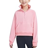 EXARUS Girls Sweatshirt Long Sleeve Hoodie with Pocket Crop/Oversized Pullover Casual School for Kids 6-14Y