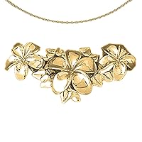 Jewels Obsession Silver Flower Necklace | 14K Yellow Gold-plated 925 Silver Plumeria Slide Pendant with 18