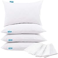 4 Pack Pillow Protectors with Zipper Breathable & Noiseless & Durable 100% Waterproof Pillow Cases Standard Size White Pillow Protector