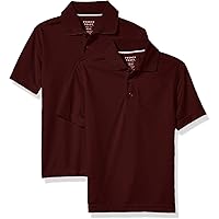 French Toast Boys' Short Sleeve Moisture Wicking Stretch Sport Polo Shirt, 2-Pack Burgundy, X-Small (4/5)