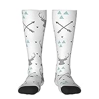 BREAUX Hunting Arrows Triangles Deer. Print Men'S And Women'S Color Clash Long Socks, 1 Pair, For Sports, Running Traveling
