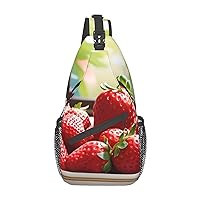 Strawberry pint Unisex Chest Bags Crossbody Sling Backpack Lightweight Daypack for Travel Hiking