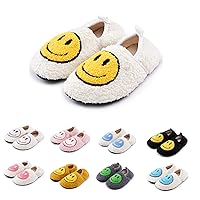 Smile Face Slippers for Toddler Boys Girls,Retro Cute Soft Plush Fuzzy House Slippers Non-slip Slippers with Memory Foam Warmth Happy face Slippers Warm Cozy Socks Smile Slippers for Winter
