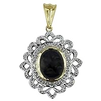 Black Star Natural Gemstone Oval Shape Pendant 925 Sterling Silver Wedding Jewelry | Yellow Gold Plated