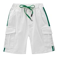 Boys' Stretchy Drawstring Sports Shorts with Pockets Athletic Exercise Gym Shorts for Summer Casual Daily Wear