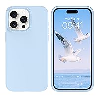 GUAGUA Compatible with iPhone 15 Pro Max Case 6.7 Inch Liquid Silicone Soft Gel Rubber Slim Microfiber Lining Cushion Texture Cover Shockproof Protective Case for iPhone 15 Pro Max, Light Blue