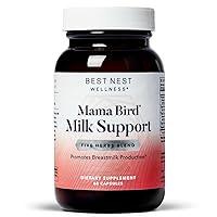 Mama Bird Milk Support, Breastfeeding, Lactation, Breast Milk Supply Increase, Fenugreek & Moringa Blend for Postpartum Nursing, Includes Bonus 10 Smoothie Recipes for New Moms, 60 Ct