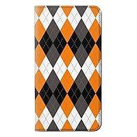 RW3421 Black Orange White Argyle Plaid PU Leather Flip Case Cover for Samsung Galaxy A32 5G