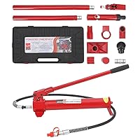 12 Ton Porta Power Kit, Portable Hydraulic Jack with 3.9 Ft/1.2 m Oil Hose, Auto Body Frame Repair Kit with Storage Case for Car Repair, Truck, Farm