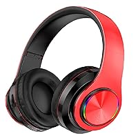Gzkeji B39 Bluetooth Headset Headset Head-Mounted Wireless Light-Emitting Colorful Breathing Light can be plugged into a Card Folding bass a Variety of Devices and Scene Universal Headphones (red)