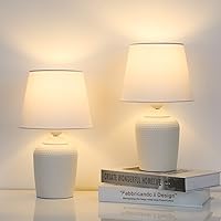 Small Table Lamps Set of 2, Bedside Nightstand Lamps for Bedroom Kid’s Room, Cute Desk Lamps with Studded Texture Base for Reading Nursery Living Room Office, White
