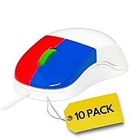 Kids Mouse - Colorful Ergonomic USB Computer and Laptop - School and Home Computer - Wired Children Friendly Mouse Compatible with Windows, MAC OS, Chromebook - (Pack of 10 Mice)