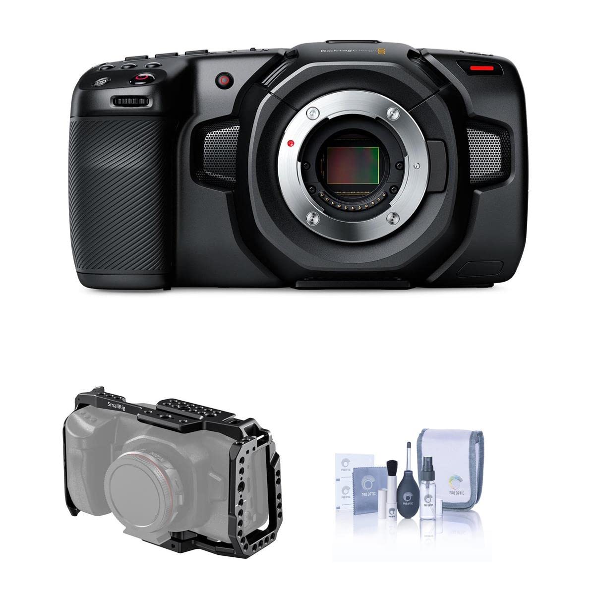 Blackmagic Design Pocket Cinema Camera 4K, Bundled with, SmallRig Full Cage for Black Magic Pocket Camera, and Care and Cleaning Kit for Professional Digital Video Recording
