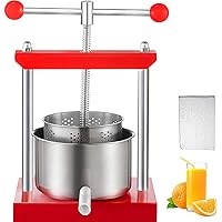VEVOR Fruit Wine Press, 0.9Gal/3.5L Grape Press for Wine Making, Wine Press Machine with 2 Stainless Steel Barrels, Wine Cheese Fruit Vegetable Tincture Press with T-Handle and 0.1