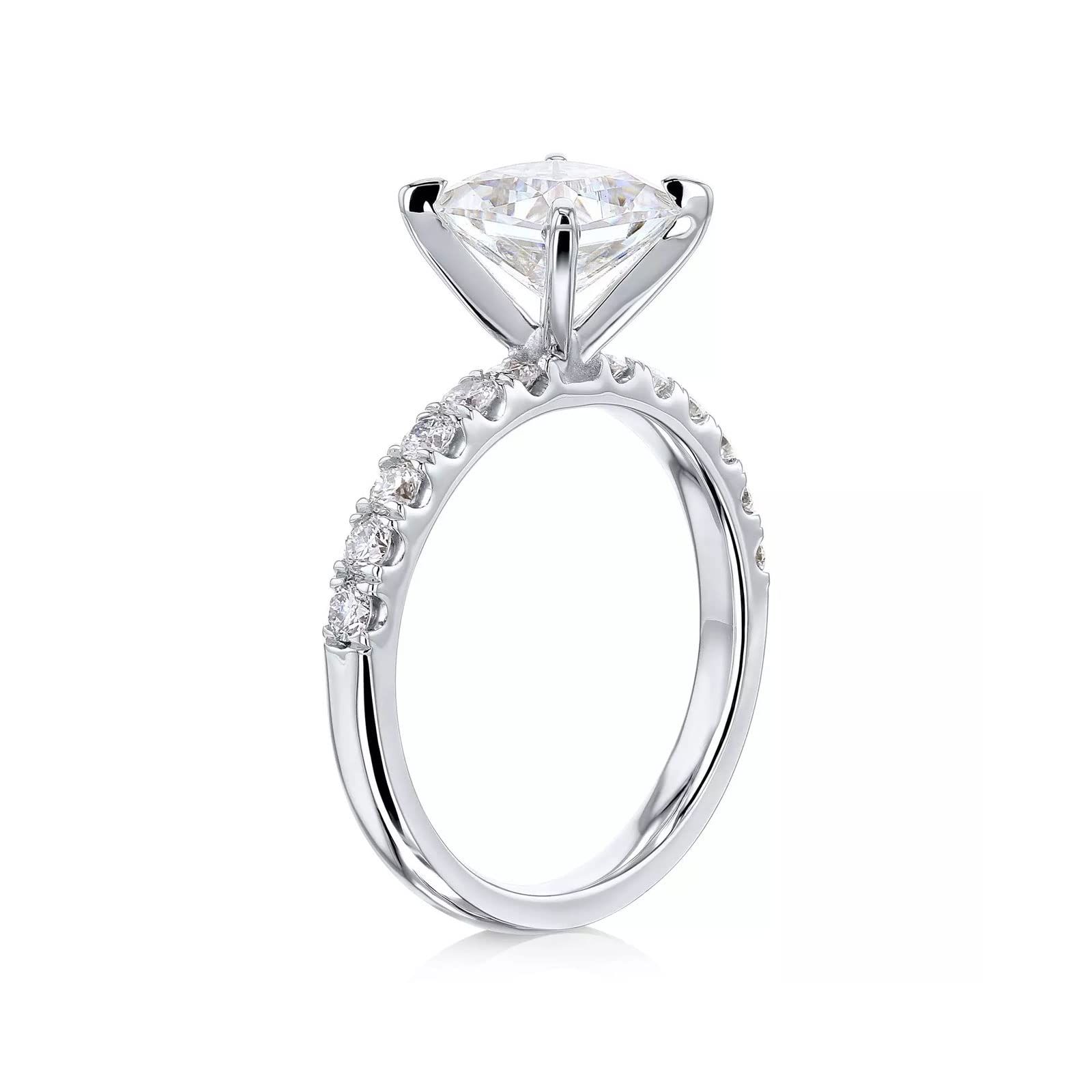 MRENITE 1-4 Carat 10K 14K 18K Gold Princess Cut Moissanite Engagement Ring for Women VVS1 Clarity D Color Moissanite Wedding Ring
