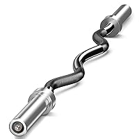 Olympic Barbell Curl Bar EZ Bar Strength Training Bar Threaded Chrome Barbell Bar for Weightlifting, Hip Thrusts, Squats and Lunges
