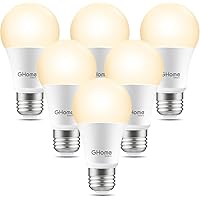 Light Bulbs, E26 A19 LED Bulb Compatible with Alexa & Google Home, App Remote Control, 8W Dimmable 2700K Warm White 800 Lumens, 2.4GHz WiFi, No Hub Required, Set of 2 + Set of 4