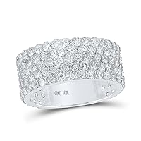 The Diamond Deal 10kt White Gold Mens Round Diamond 5-row Pave Band Ring 5 Cttw