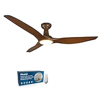 Venta 64 Inch ETL Listed 3 Blade Ceiling Fan with Lights Remote Control - Natural Wood Color w/LED Light & Timer - Reversible Quiet DC Motor w/ 6-Speed for Bedrooms, Indoor, Outdoor Fans for Patios