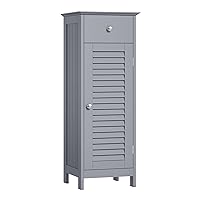 VASAGLE Bathroom Storage Cabinet, Slim Bathroom Floor Cabinet, Small Cabinet with Drawer and Shutter Door, for Bathroom, Living Room, Bedroom, 11.8 x 12.6 x 34.3 Inches, Dove Gray UBBC043G02