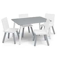 Kids Table and Chair Set (4 Chairs Included) - Ideal for Arts & Crafts, Snack Time, Homeschooling, Homework & More, Grey/White