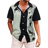 Mens Short Sleeve Hawaiian Shirt Button Down Tropical Casual Printed Summer Beach Shirts