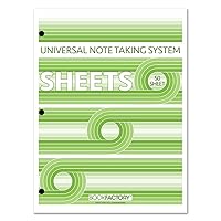 BookFactory Universal Note Taking System (Cornell Notes) / Sheets for 3 Ring Binders - 50 Loose Sheets, 8 1/2