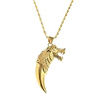 Wolf Tooth Pendant Necklace for Men Women Wolf's Fang Chain Jewelry