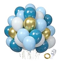 Dusty Blue Gold Sand White Balloons, 60pcs 12 inch Dusty Blue Balloons Baby Blue Balloons Sand White Gold Party Balloons For Birthday Wedding Baby Shower Party Decoration