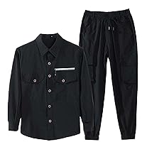 Summer Outdoor Pants Set Men's Ice Silk Stretch Cargo Uniform Sunscreen Shirt Long Sleeve Overalls Thin