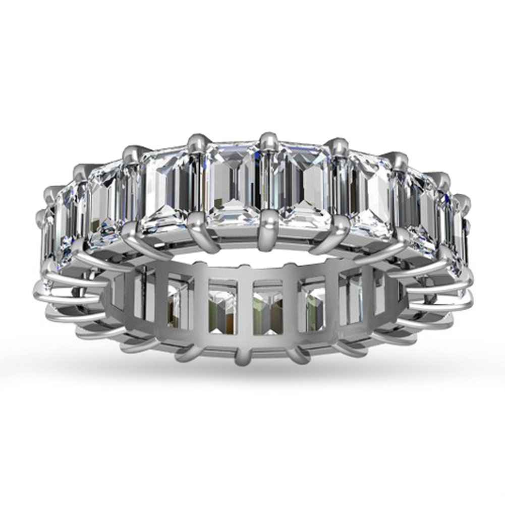 Madina Jewelry 5.00 ct Emerald Cut Diamond Eternity Wedding Band Ring in 14 kt White Gold