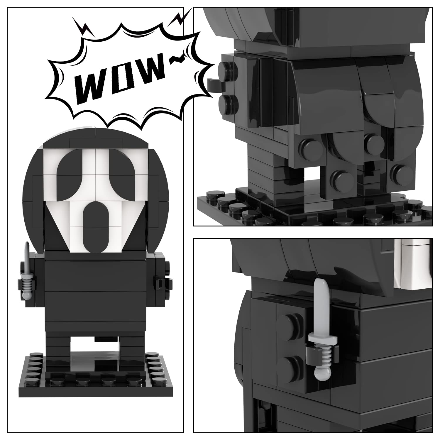 MOOXI-MOC Halloween Scream Brick Mini Headz Building Set,Creative Cute Building Blocks Children Kit,Gifts for Kids(104pcs)