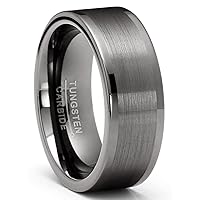 Mens Gunmetal Tungsten Carbide Ring Wedding Band Comfort-fit 8MM High-Polish