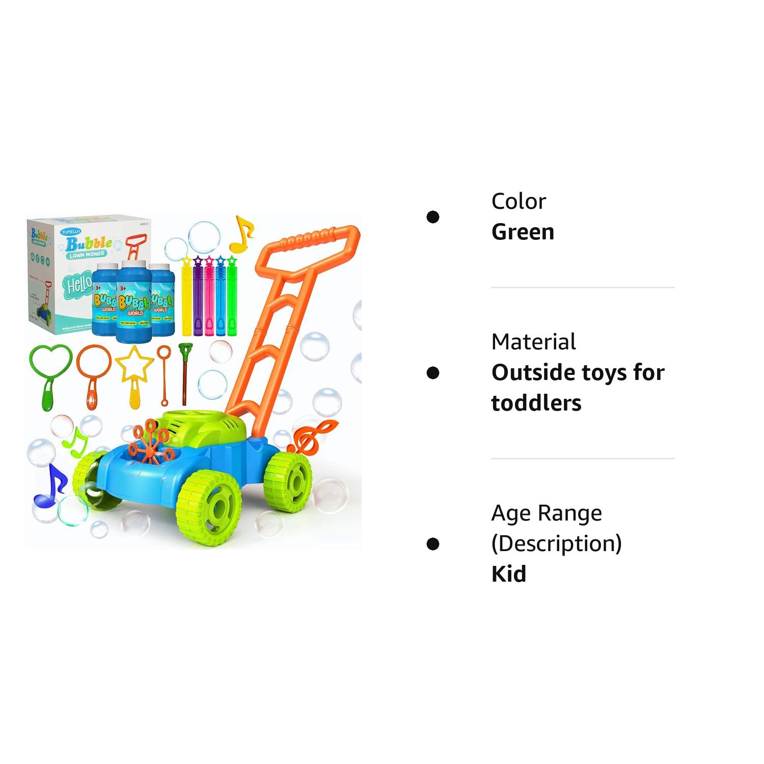 JUMELLA Lawn Mower Bubble Machine for Kids - Toddler Toys Automatic Bubble Mower with Music, Baby Activity Walker for Outdoor, Push Toys for Toddler, Christmas Birthday Gifts for Preschool Boys Girls