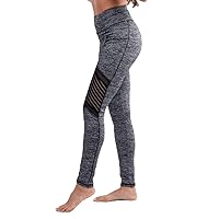 High-Waisted Pilates Leggings with Side Pockets and Mesh Panels Grey