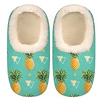 Pineapple Triangle Women's Slippers, Summer Fruit Soft Cozy Plush Lined House Slipper Shoes Indoor Non-Slip Slippers for Girls Boys Teenager