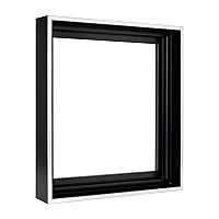 MCS Deep Floating Canvas Frame, Art Frames for Canvas Paintings with Adhesive Fasteners and Hanging Hardware, 12 x 12 Inch Black and Silver Finish