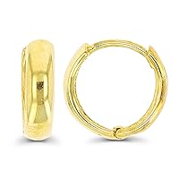 14K Yellow Solid Gold High Polished Huggie Earring | Huggie Earrings | Cute Earring | 2mm/4.40mm Thick | Solid Gold Earrings for Women, Teens and Kids