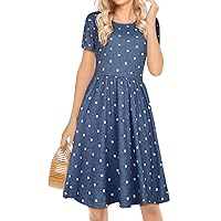 elescat Summer Dresses for Women Casual Beach Cover Up Loose Fit Short Sleeve Sundress with Pockets