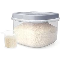 Rice Cereal Storage Container, 10 Lb BPA Free Airtight Plastic Food Storage Containers with Easy Lock Lids and Measuring Cup, Dry Food, Pasta, Flour and Sugar Kitchen Storage Containers