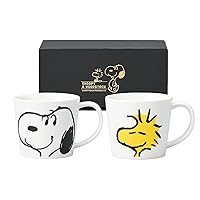 Peanuts Snoopy & Woodstock 623750 Mug, Pair Mug, Smile Face Mug, Set of 2, M, Approx. 9.5 fl oz (280 ml), Made in Japan