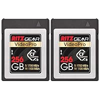 Ritz Gear CFExpress Type B 256GB Card (1700/1100 R/W), (Pack of 2 Units) Pairs with Compatible Canon & Panasonic DSLR Cameras. (Not Recommended for Nikon Cameras)